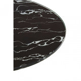 Oria End Table with Black Marble Effect Glass Top, Black