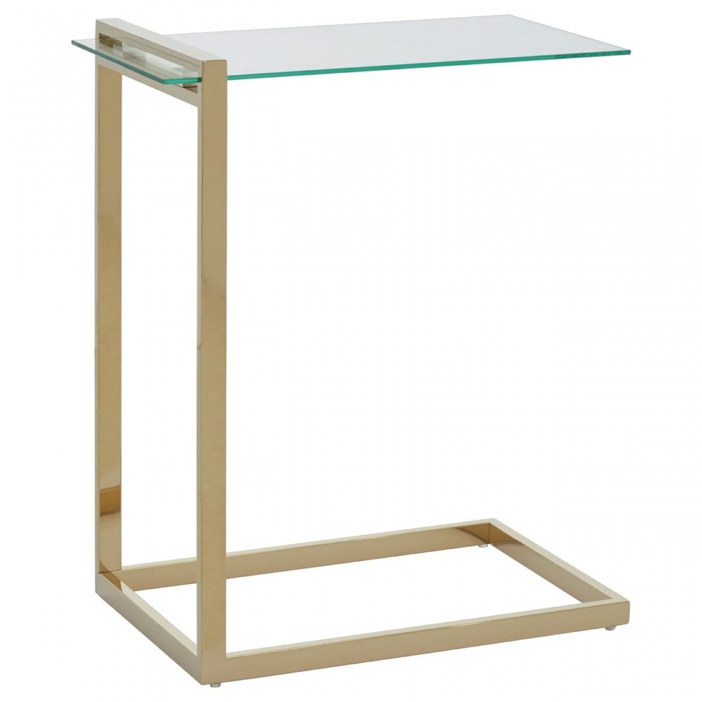 Oria Warm Metallic Finish End Table, Clear