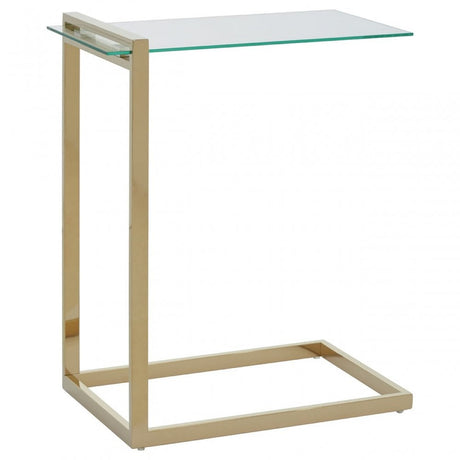 Oria Warm Metallic Finish End Table, Clear