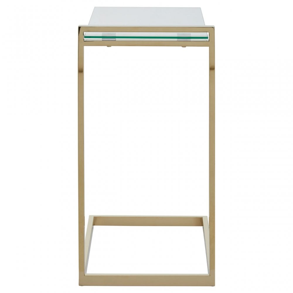 Oria Warm Metallic Finish End Table, Clear
