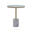 Oria White Marble End Table, White