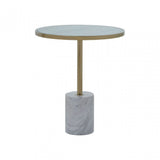 Oria White Marble End Table, White