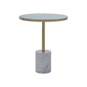 Oria White Marble End Table, White