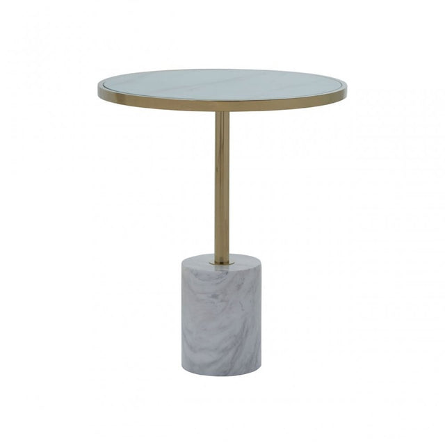 Oria White Marble End Table, White