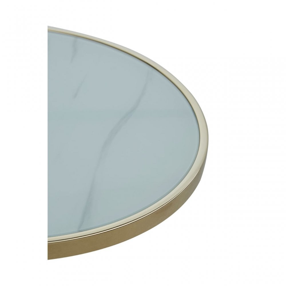 Oria White Marble End Table, White