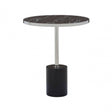 Oria Black Marble End Table, Black