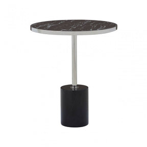 Oria Black Marble End Table, Black