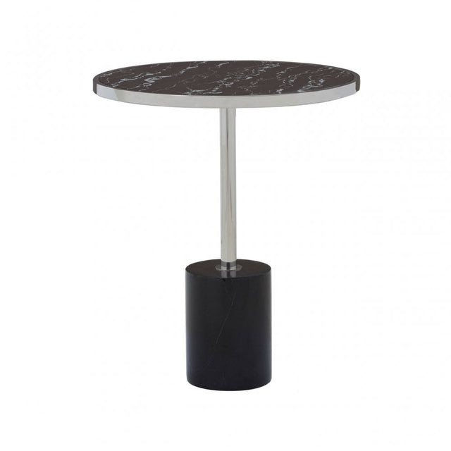 Oria Black Marble End Table, Black