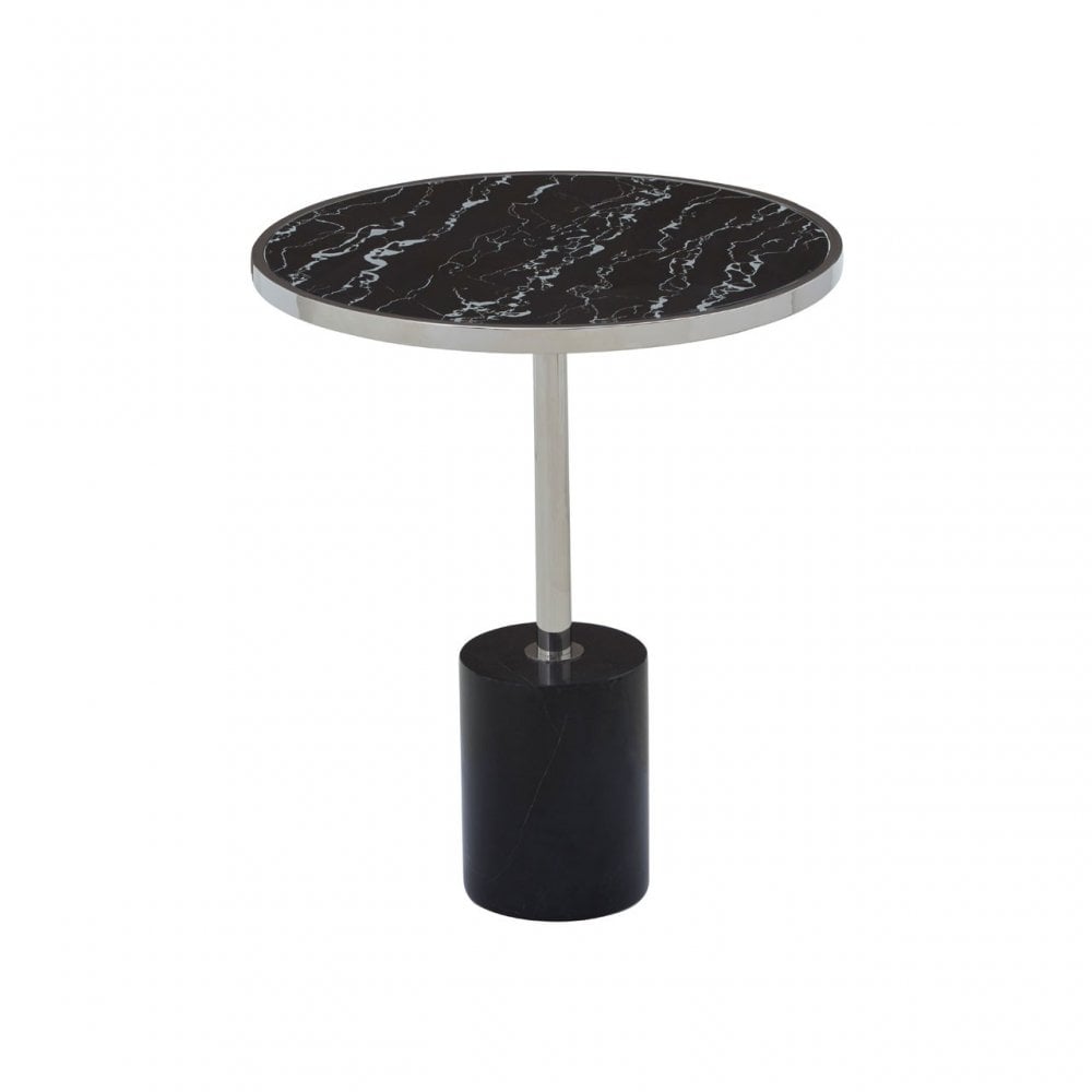 Oria Black Marble End Table, Black