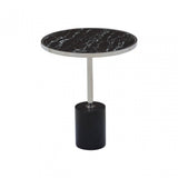 Oria Black Marble End Table, Black