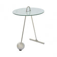 Oria Steel and Modern Glass End Table, White