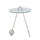 Oria Steel and Modern Glass End Table, White