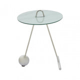 Oria Steel and Modern Glass End Table, White