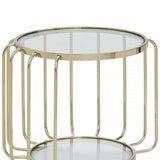 Oria Warm Metallic Side Table with Glass Top, Gold