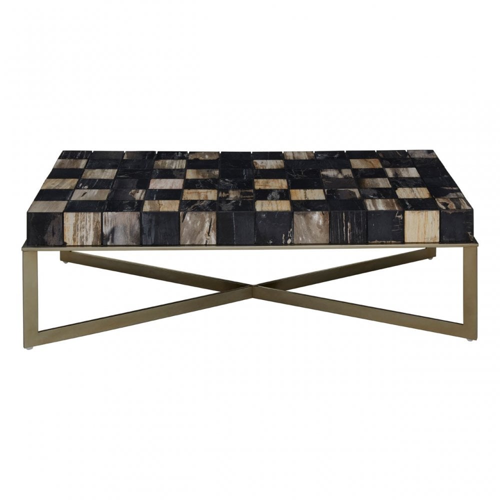 Relic Coffee Table with Brass Finish, Multi-Coloured