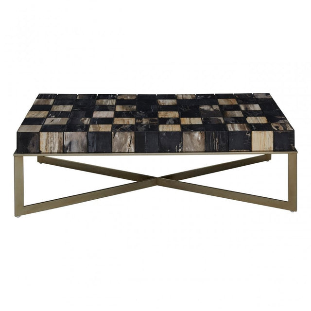 Relic Coffee Table with Brass Finish, Multi-Coloured