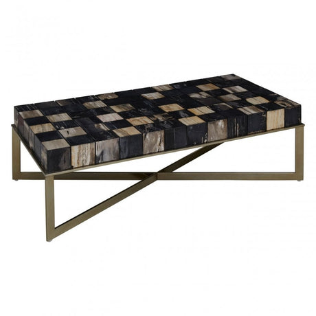 Relic Coffee Table with Brass Finish, Multi-Coloured