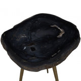 Relic Side Table with Petrified Wood Top, Brown