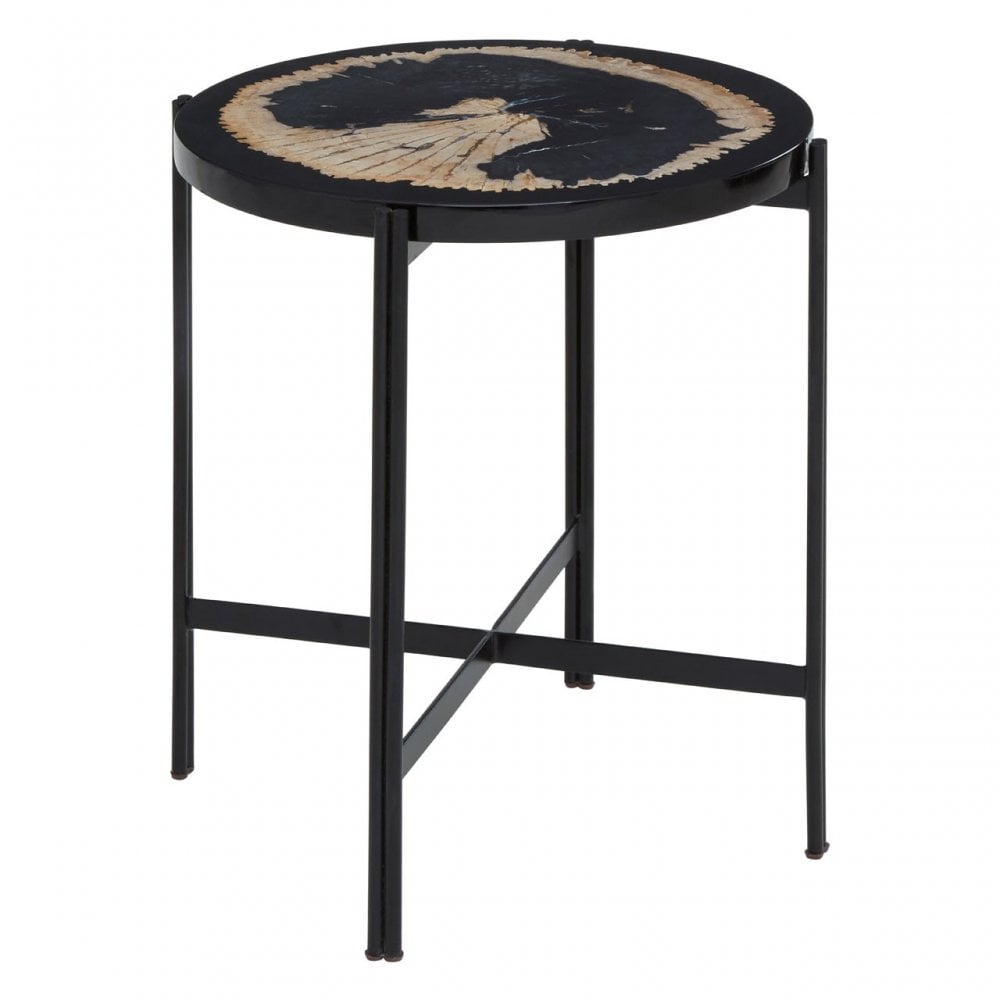 Relic Side Table with Resin Powder Coated Frame, Black