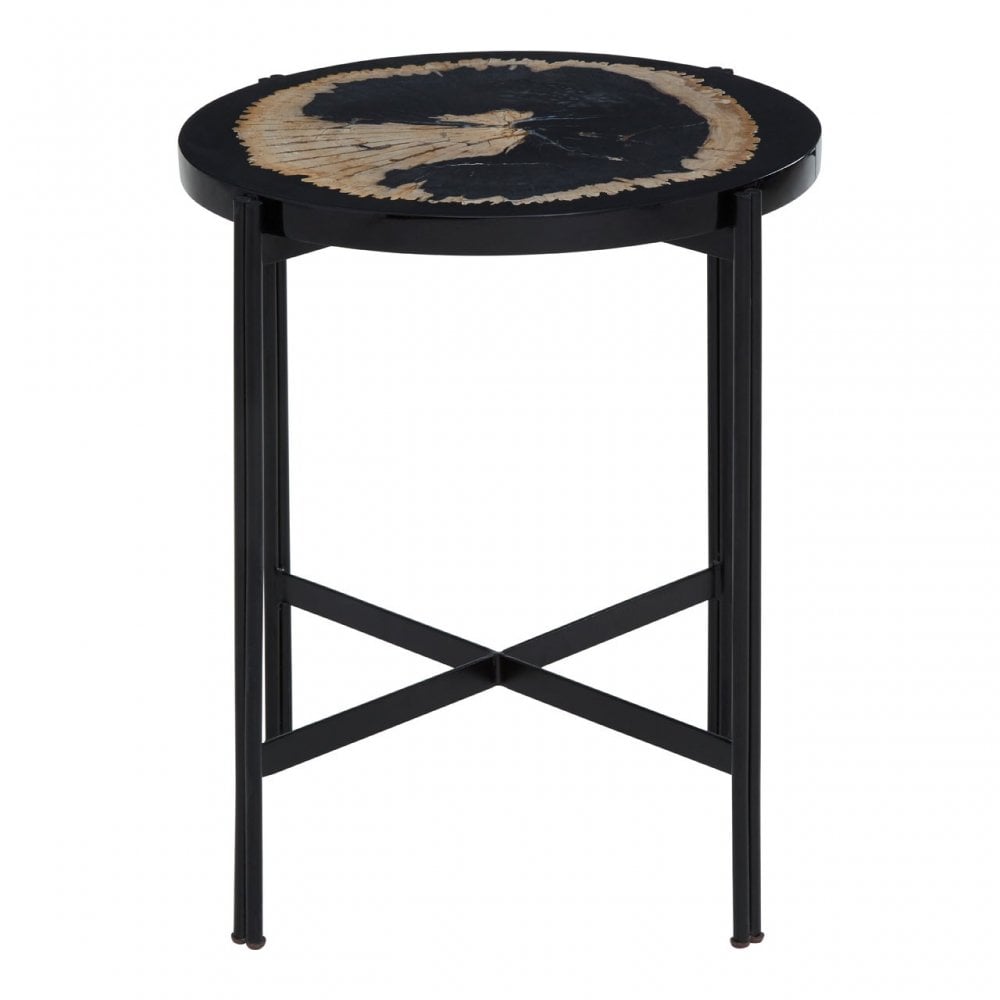 Relic Side Table with Resin Powder Coated Frame, Black