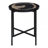 Relic Side Table with Resin Powder Coated Frame, Black