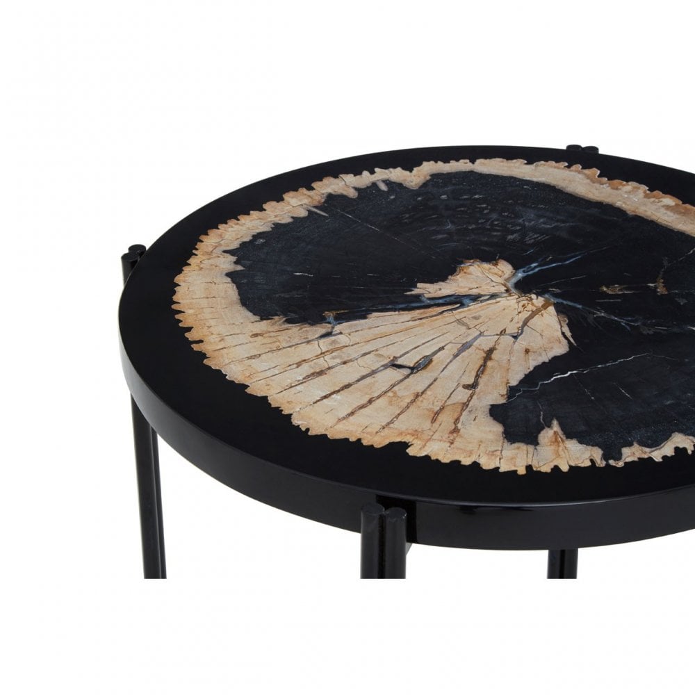 Relic Side Table with Resin Powder Coated Frame, Black