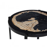 Relic Side Table with Resin Powder Coated Frame, Black