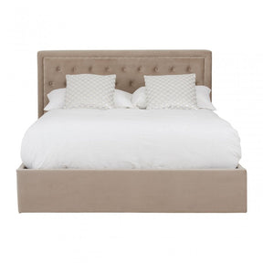 Hannah Mink Velvet Double Ottoman Bed, Beige