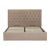 Hannah Mink Velvet Double Ottoman Bed, Beige