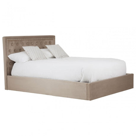 Hannah Mink Velvet Double Ottoman Bed, Beige