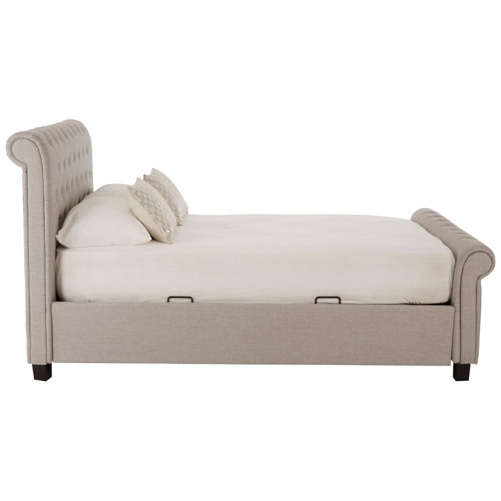 Orlando Light Grey Double Ottoman Bed, Grey