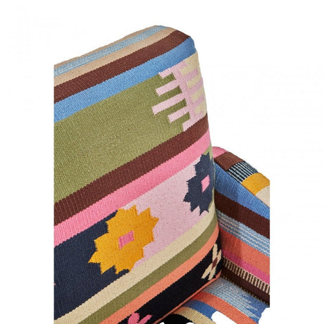 Cefena Multi-Coloured Fabric Chair With Mango Wood Legs, Multi-Coloured