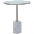 Oria Silver Frame End Table, White