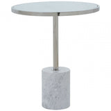 Oria Silver Frame End Table, White