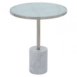 Oria Silver Frame End Table, White