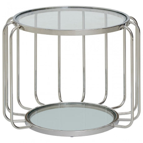 Oria Side Table with Glass Top, Silver