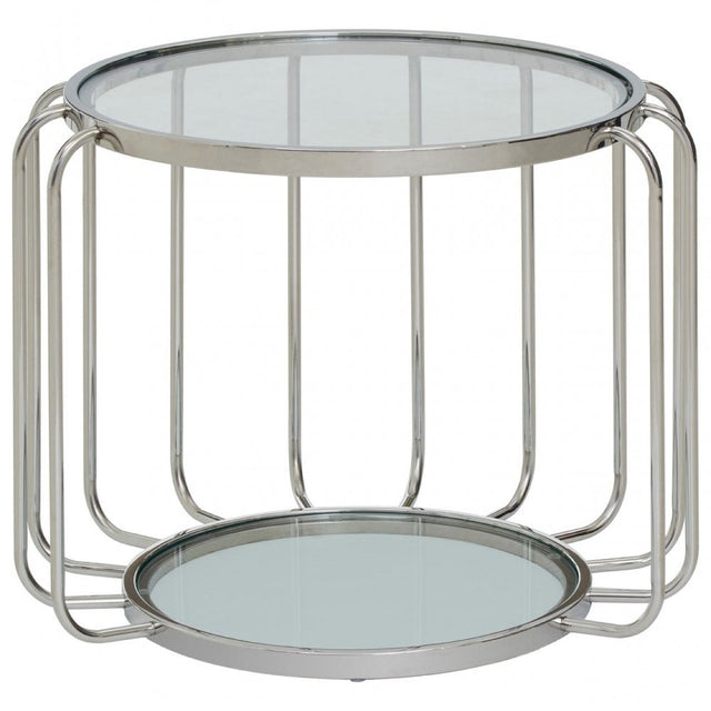 Oria Side Table with Glass Top, Silver