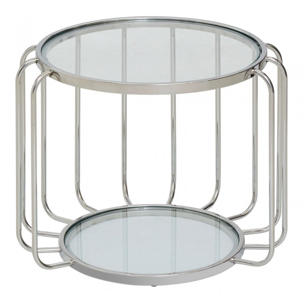 Oria Side Table with Glass Top, Silver