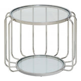 Oria Side Table with Glass Top, Silver
