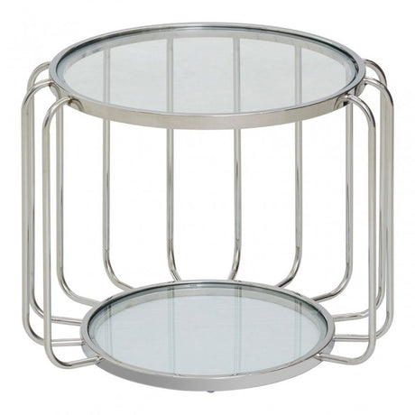 Oria Side Table with Glass Top, Silver