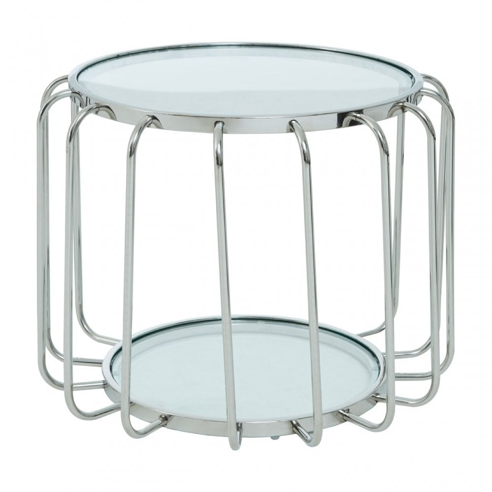 Oria Side Table with Glass Top, Silver