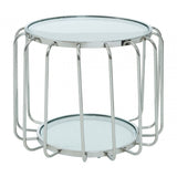 Oria Side Table with Glass Top, Silver
