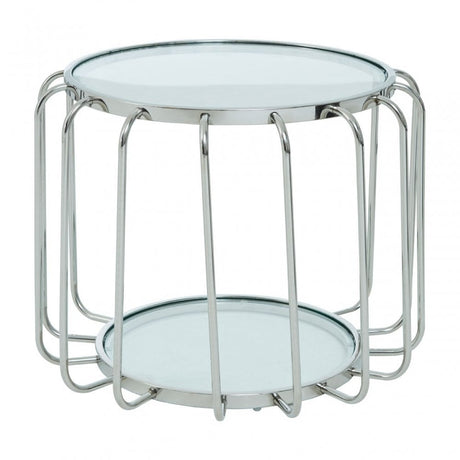 Oria Side Table with Glass Top, Silver