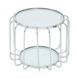 Oria Side Table with Glass Top, Silver