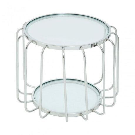 Oria Side Table with Glass Top, Silver