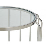Oria Side Table with Glass Top, Silver