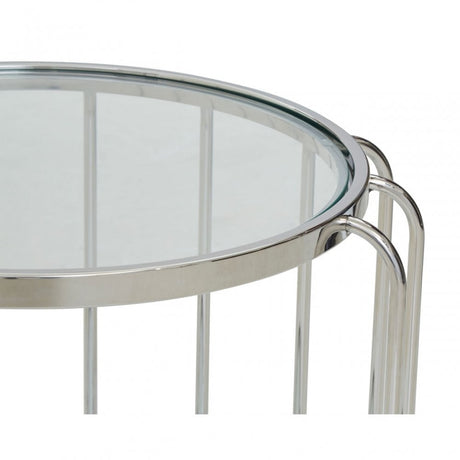 Oria Side Table with Glass Top, Silver