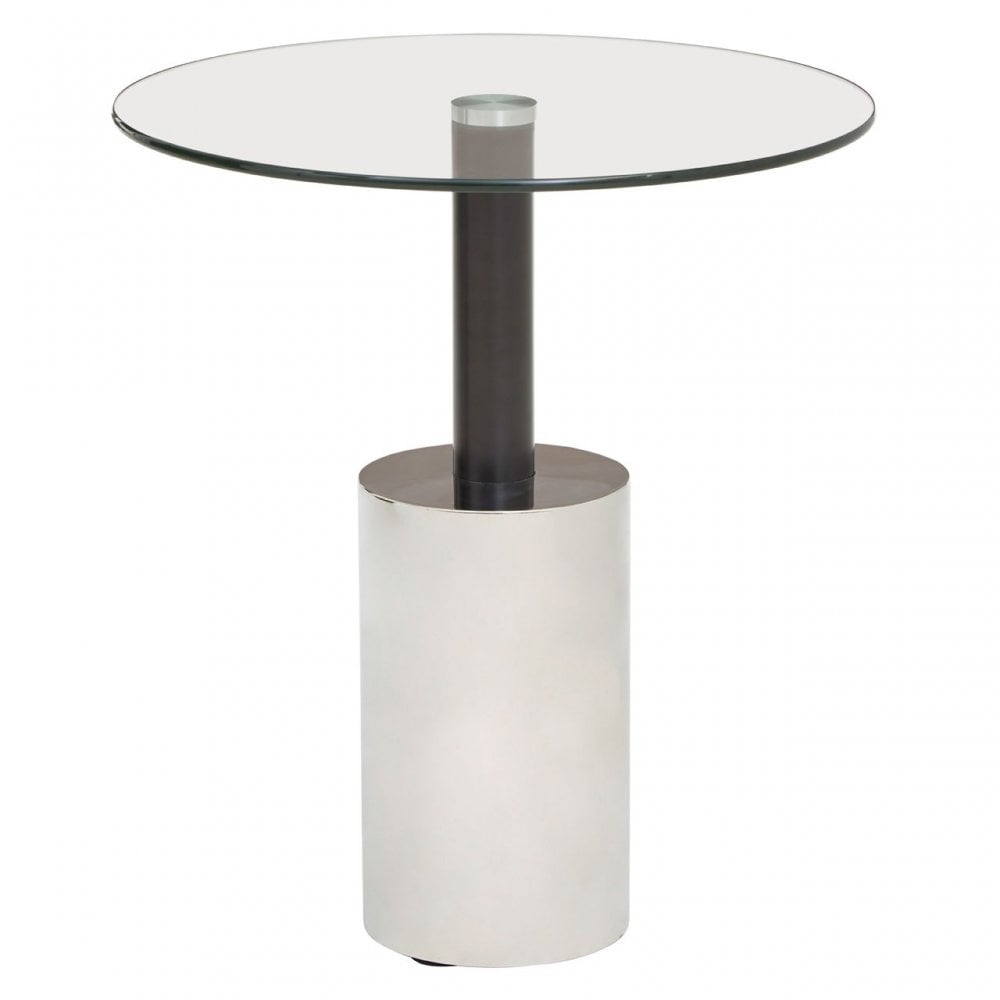 Oria End Table with Silver Base, Black