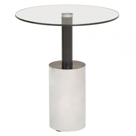 Oria End Table with Silver Base, Black