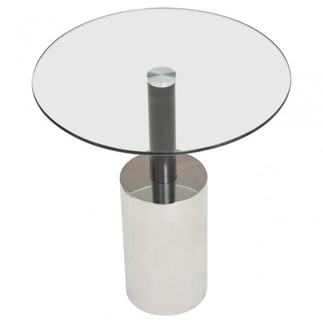 Oria End Table with Silver Base, Black